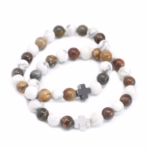 Vennskaps Armbånd - Peace - Picasso Jaspis og Hvit Howlite 2 Stk.