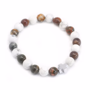 Vennskaps Armbånd - Peace - Picasso Jaspis og Hvit Howlite 2 Stk.
