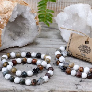 Vennskaps Armbånd - Peace - Picasso Jaspis og Hvit Howlite 2 Stk.