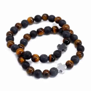 2 Pulseras con Piedras Preciosas - Fuerza - Ojo de Tigre y Blackstone