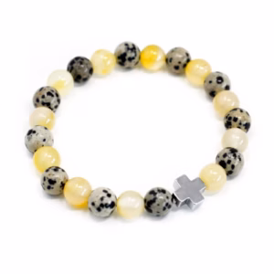 Pulseras de Piedras - Protección - Jaspe Dálmata y Ágata Amarilla - 2 Piezas