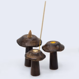 Lot de 3 Porte - Cônes d'Encens Plats Champignons - 13cm 12cm 11cm