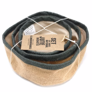Ensemble de 3 Paniers en Jute Naturel - Charbon