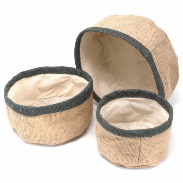Ensemble de 3 Paniers en Jute Naturel - Charbon