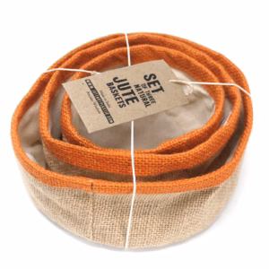 Ensemble de 3 Paniers en Jute Naturel - Curcuma