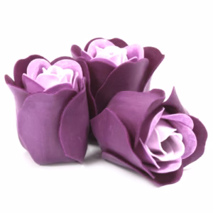 Ask med 3 Tvålblommor - Lavendel Rosor