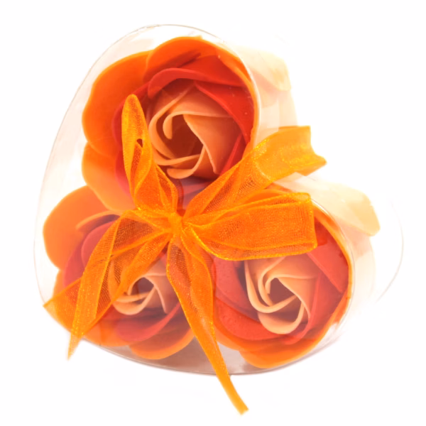 Såpe Blomster Hjerteboks - Ferskenroser 3 Stk.