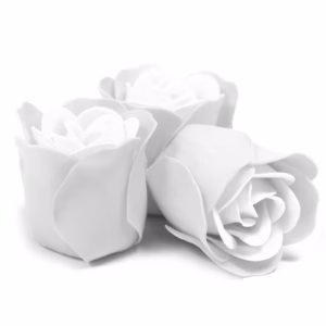 Set van 3 Zeep Rozen in Hartvormige Kado Verpakking - Witte Rozen