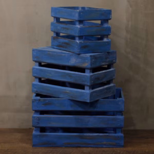 Sett med 3 Oppbevarings - /utstillingsbokser - Bluewash