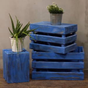 Sett med 3 Oppbevarings - /utstillingsbokser - Bluewash
