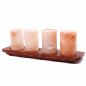 Ensemble de 4 Shooters en Sel d'Himalaya avec Plateau de Service