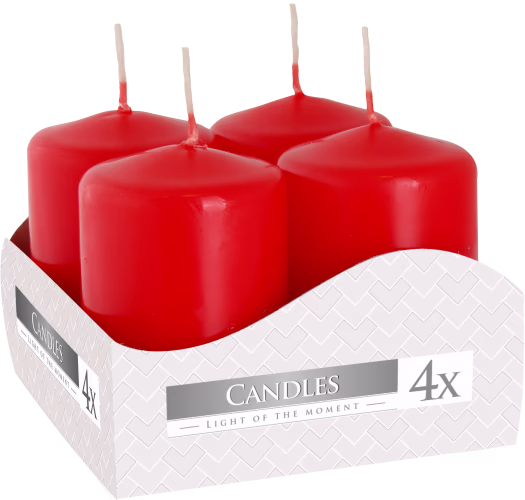 Set van 4 Stompkaarsen Candles Ã˜40x60mm - Rood