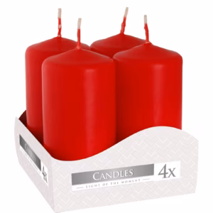 Set van 4 Stompkaarsen Candles Ã˜40x80mm - Rood