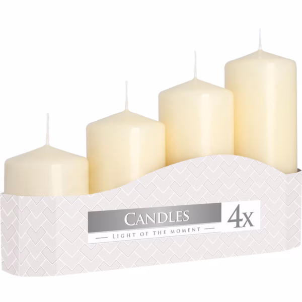 Set van 4 Stompkaarsen Candles Ã˜50mm Hoog 11/16/22/ - Ivoor