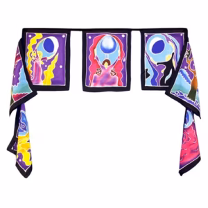 Batikwandtücher aus Bali Sieben Fahnen - Yogapositionen 7x - 32x23cm