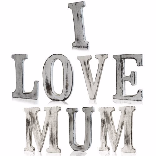 Shabby Chic Bokstäver - I LOVE MUM (8)