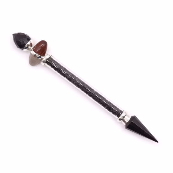Shiva Lingam Stav - Sort Turmalin og Agat - Beskyttelse