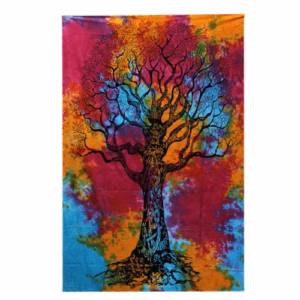 Single Cotton Bedspread + Wall Hanging - Winter Tree