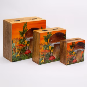 Caja Cuadrada Pequeña - Hongo Granate