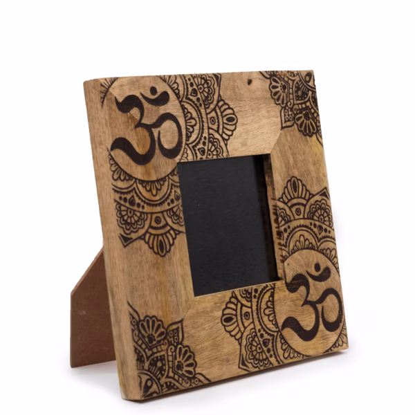 Cadre Photo en Bois de Manguier - Mandala - Noir - Petit
