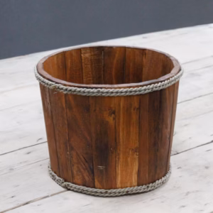 Handgemaakte Houten Display Ton - Bruin - Klein