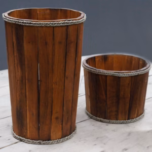 Handgemaakte Houten Display Ton - Bruin - Klein