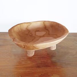Coupe à Fruits en Teck Lisse sur Pieds - 30x23x10cm