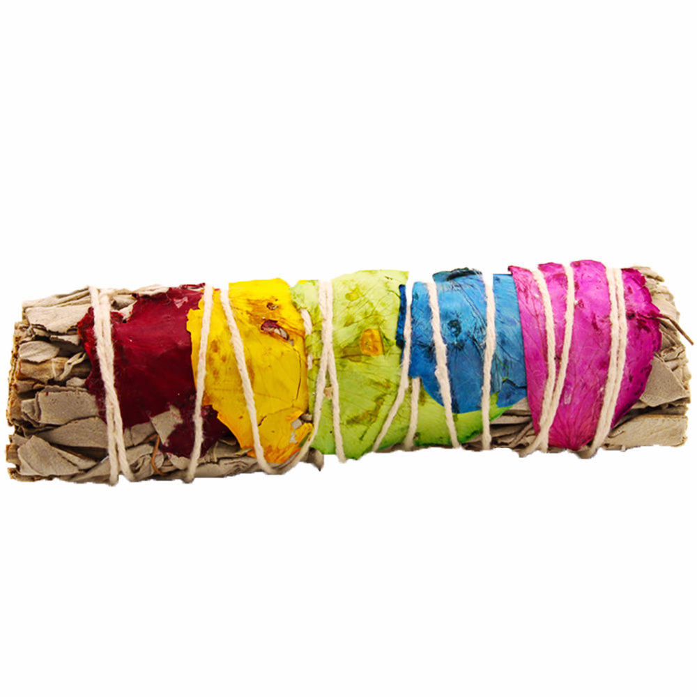 Smudge Stick - 7 Chakra Hvid Salvie 10cm 2 Smudge Stick - 7 Chakra Hvid Salvie 10Cm