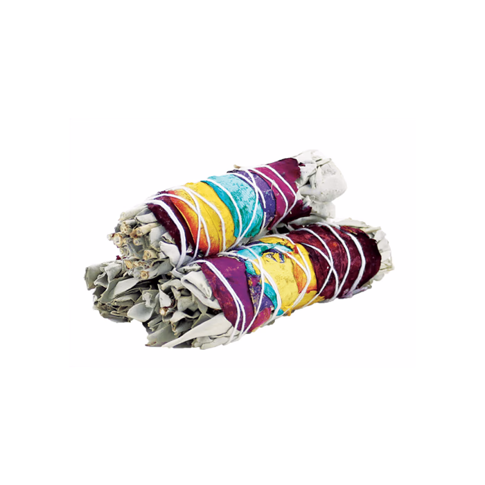 Smudge Stick - 7 Chakra Hvid Salvie 10cm 3 Smudge Stick - 7 Chakra Hvid Salvie 10Cm