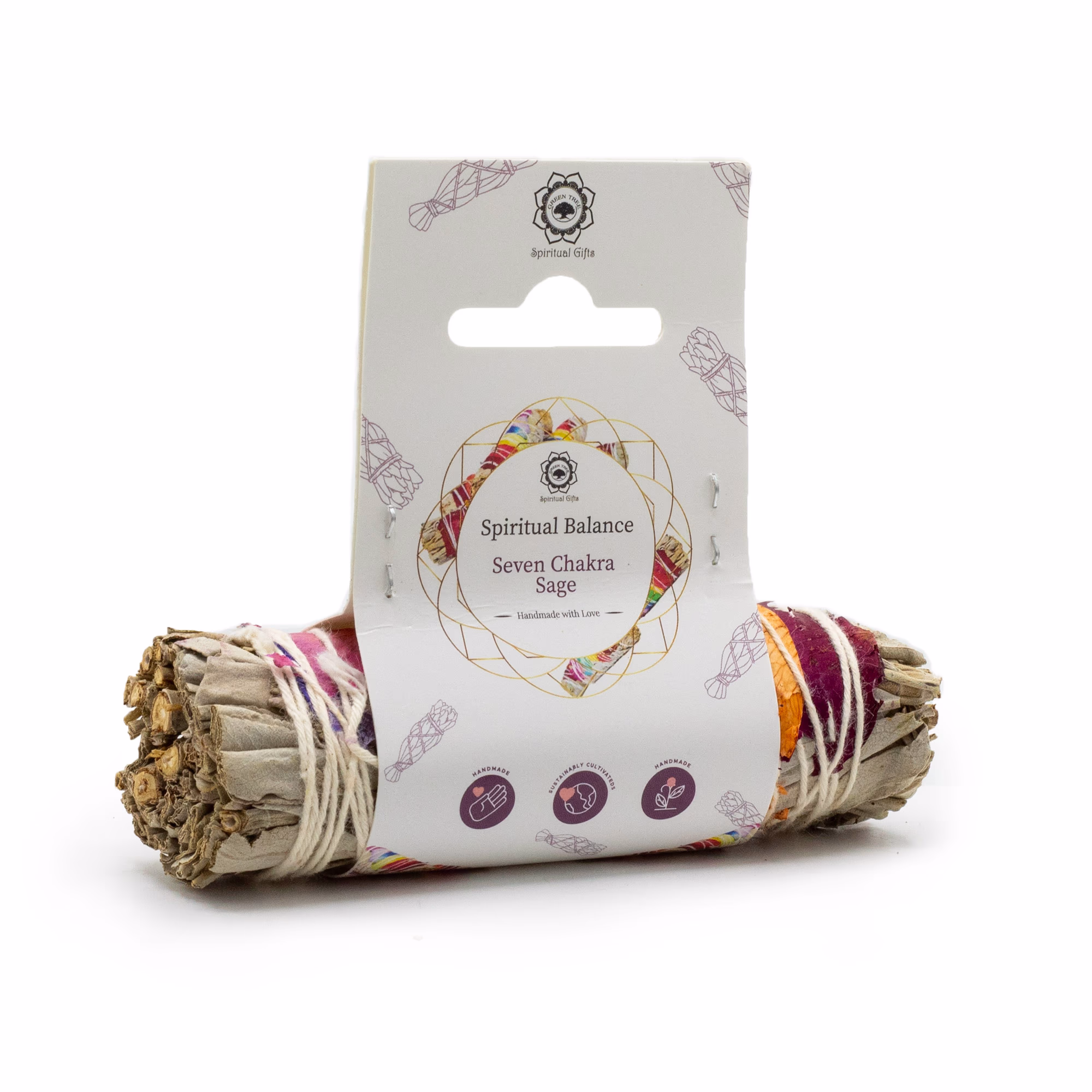 Smudge Stick - 7 Chakra Hvid Salvie 10cm 1 Smudge Stick - 7 Chakra Hvid Salvie 10Cm