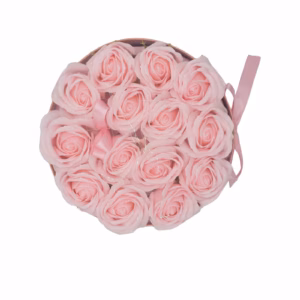 Caja de Regalo de Flores de Jabón - 14 Rosas Rosas - Redonda