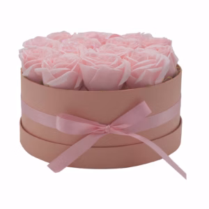Caja de Regalo de Flores de Jabón - 14 Rosas Rosas - Redonda