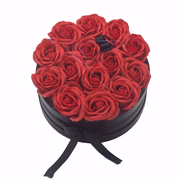 Seifenblumen - Geschenk - Blumenstrauß - 14 Rote Rosen - Rund