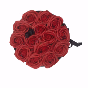Seifenblumen - Geschenk - Blumenstrauß - 14 Rote Rosen - Rund