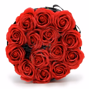 Seifenblumen - Geschenk - Blumenstrauß - 14 Rote Rosen - Rund