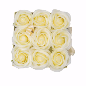 Seife Flower Gift Bouquet - 9 Cream Roses - Square