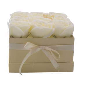 Seife Flower Gift Bouquet - 9 Cream Roses - Square
