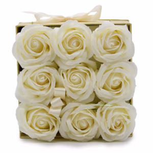 Seife Flower Gift Bouquet - 9 Cream Roses - Square