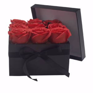 Seifenblumen - Geschenk - Blumenstrauß - 9 Rote Rosen - Quadrat