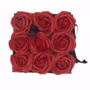 Seifenblumen - Geschenk - Blumenstrauß - 9 Rote Rosen - Quadrat