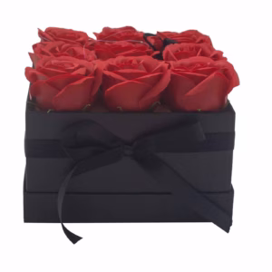 Seifenblumen - Geschenk - Blumenstrauß - 9 Rote Rosen - Quadrat