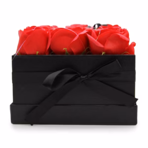 Seifenblumen - Geschenk - Blumenstrauß - 9 Rote Rosen - Quadrat