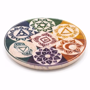 Zeepstenen Schijf Wierookhouder - Zeven Chakra - 10cm