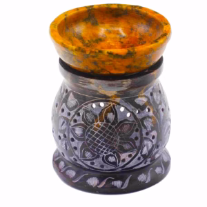 Zeepsteen Oliebrander - Mandala Bloem - Zwart & Geel