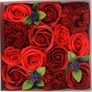 Quadratische Box - Klassische Rote Rosen