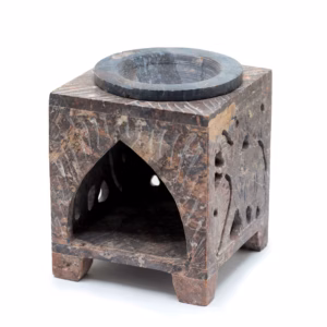 Quadratischer Ölbrenner aus Speckstein 10x7,5cm - Elefant
