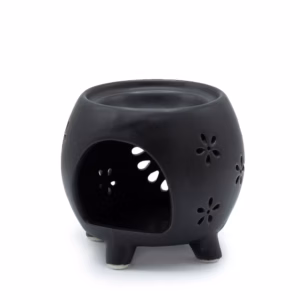 Quemador de Aceite - Flor en Maceta - Negro Mate