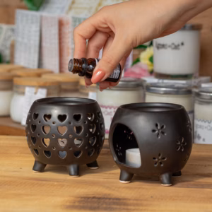 Quemador de Aceite - Flor en Maceta - Negro Mate