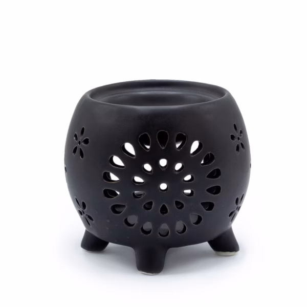Quemador de Aceite - Flor en Maceta - Negro Mate