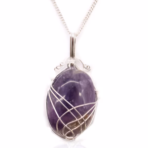 Swirl Wrapped Halskæde med Ædelsten - Ametyst
